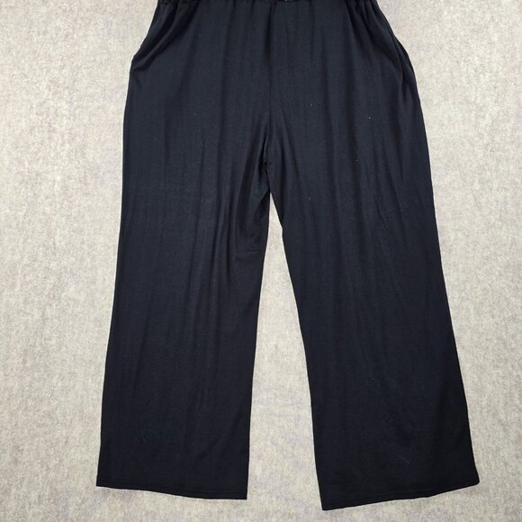 Black Plus Size Women’s Wide-Leg Pants Polyester/Spandex Stretch 5XL Pull-On - Picture 2 of 6
